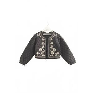 NEW HYFVE women's quilted floral embroidered jacket in black